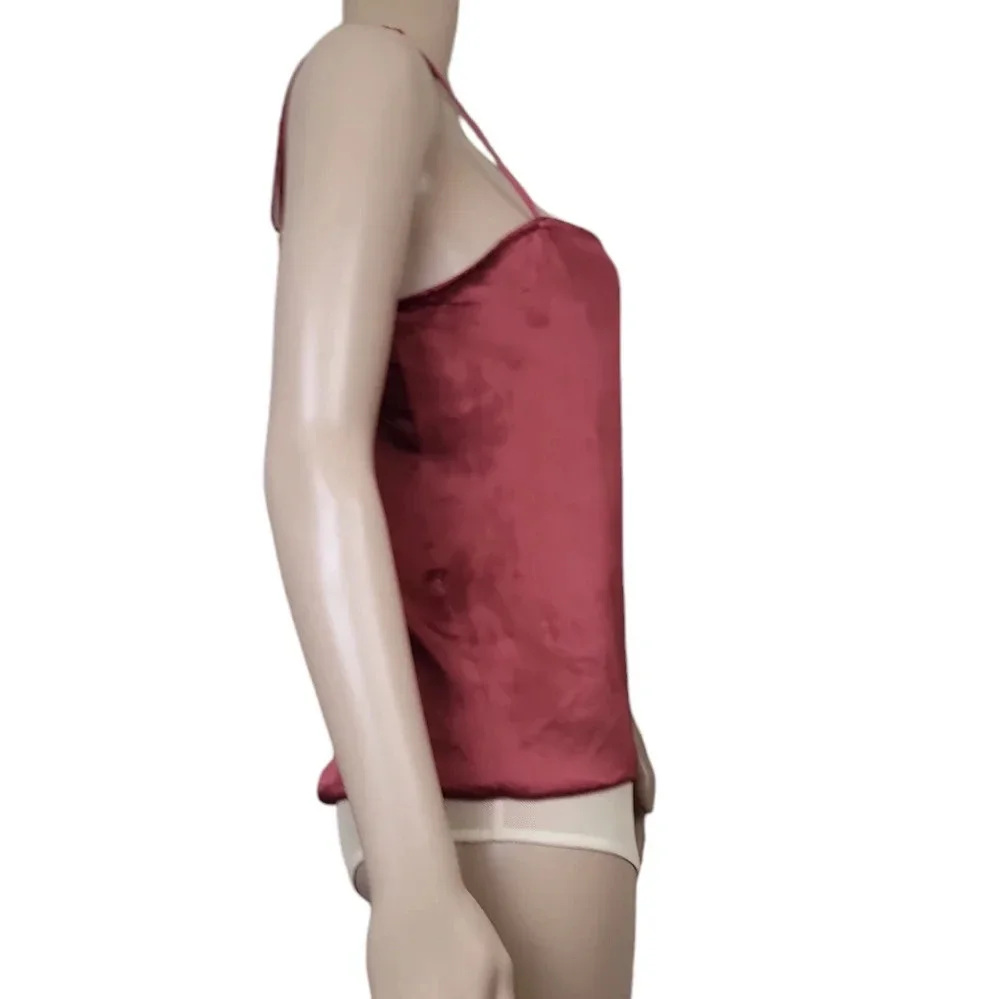 Free People First Date Red Silk Bodysuit